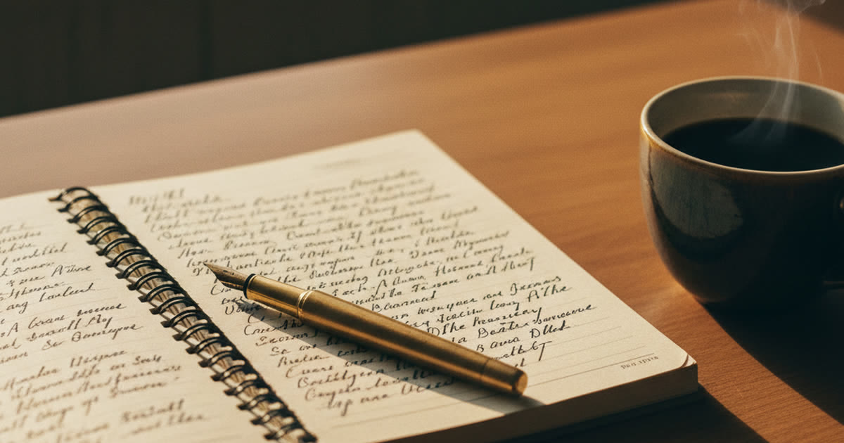 An adult student writing English collocations in a notebook during class